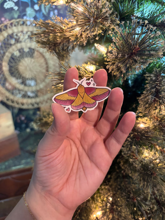 Rosy Maple Moth Sticker