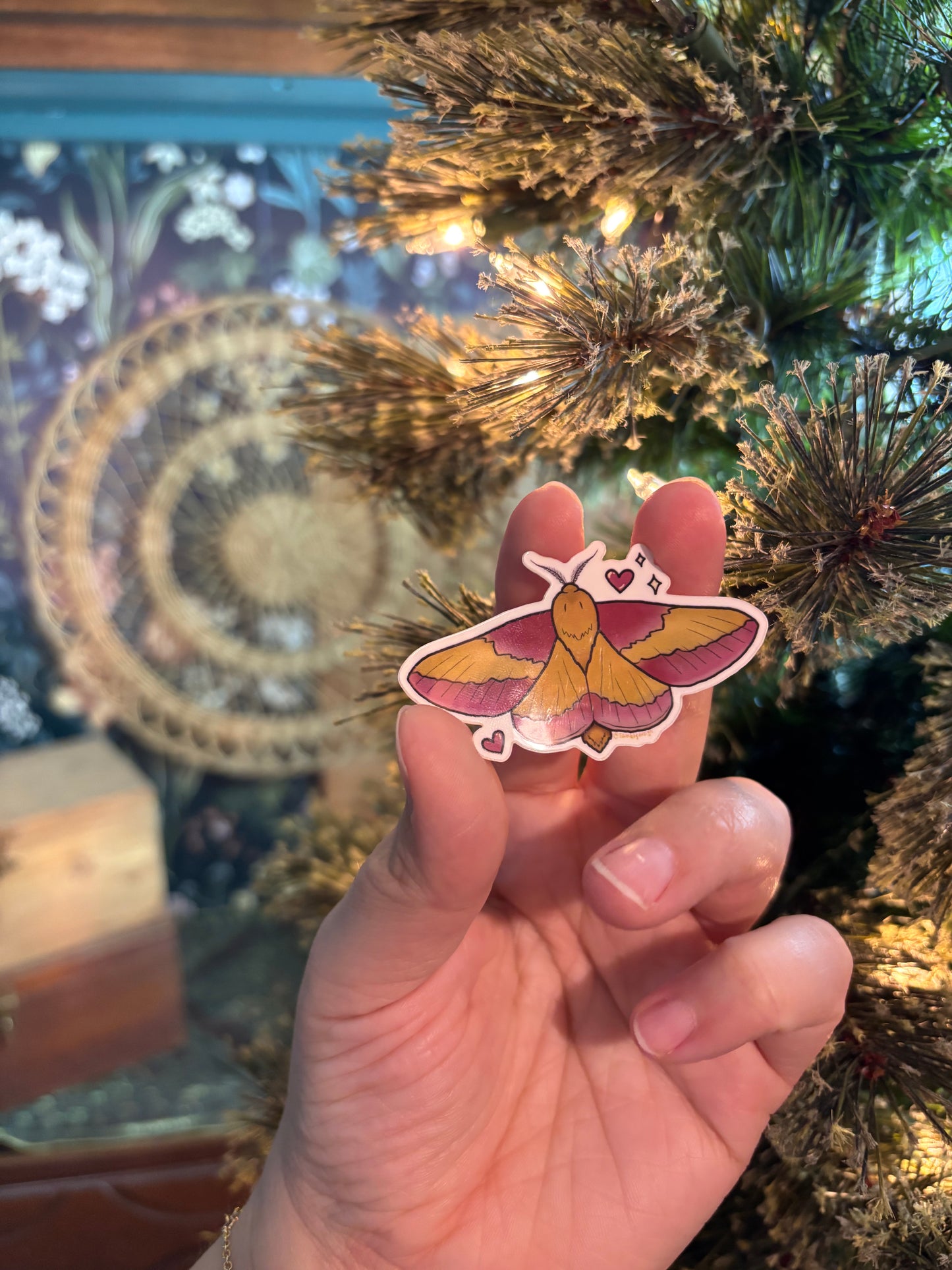 Rosy Maple Moth Sticker