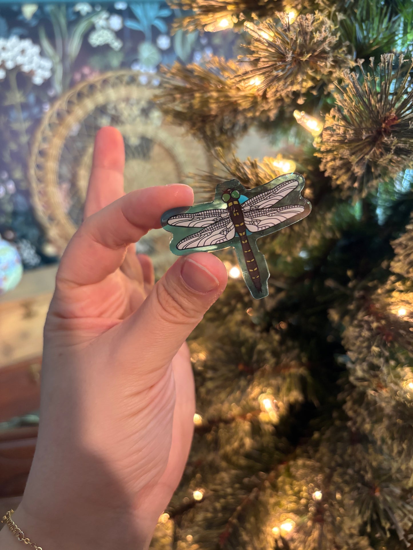 Dragonfly Acrylic Pin - Hand-Drawn Art Pin