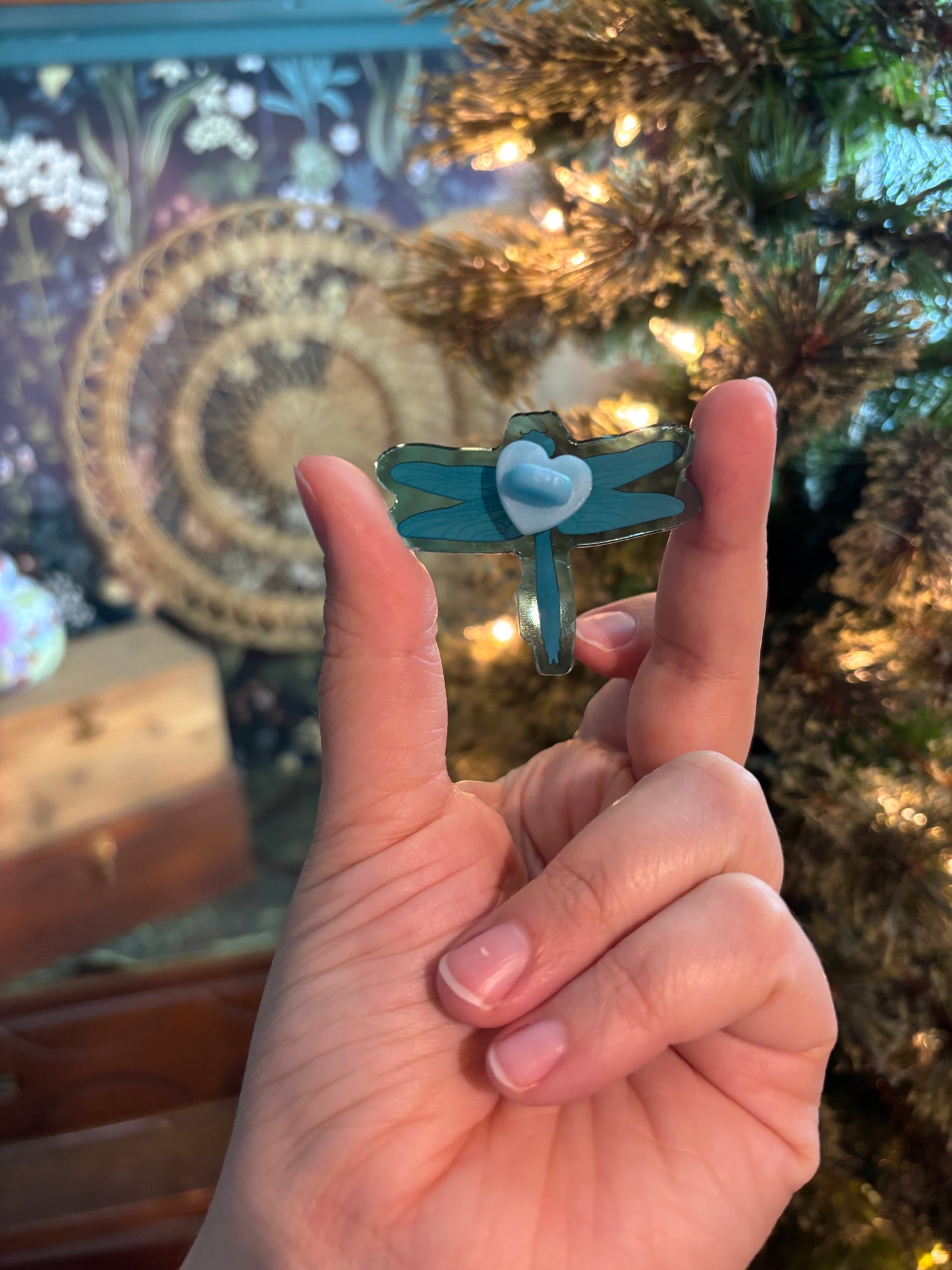 Dragonfly Acrylic Pin - Hand-Drawn Art Pin