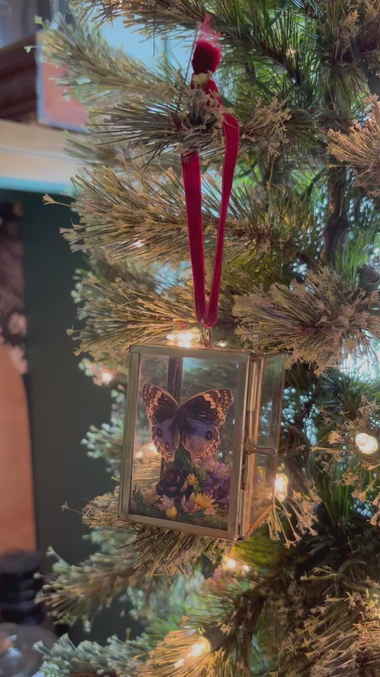 Christmas Ornament with Royal Blue Pansy Butterfly